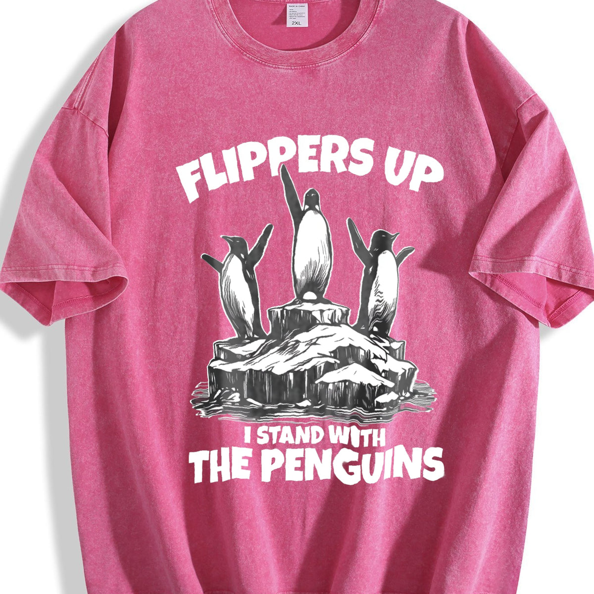 Flippers Up I Stand With The Penguins Vintage Washed T-Shirt product image 7