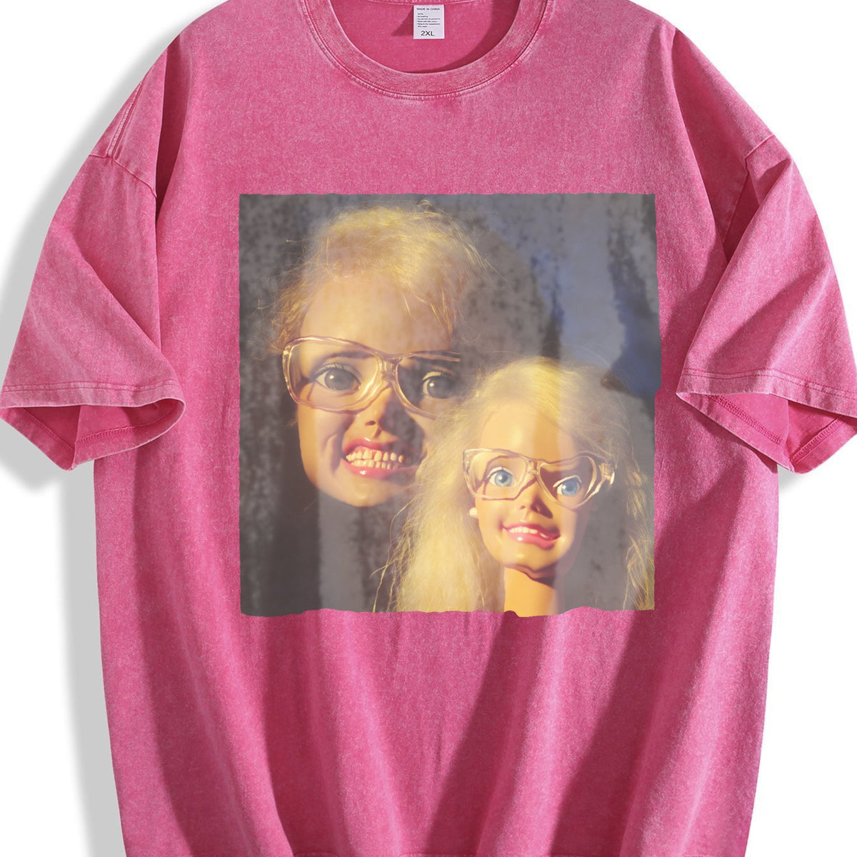 Doll with Glasses Double Portrait Vintage Washed T-Shirt product image 7