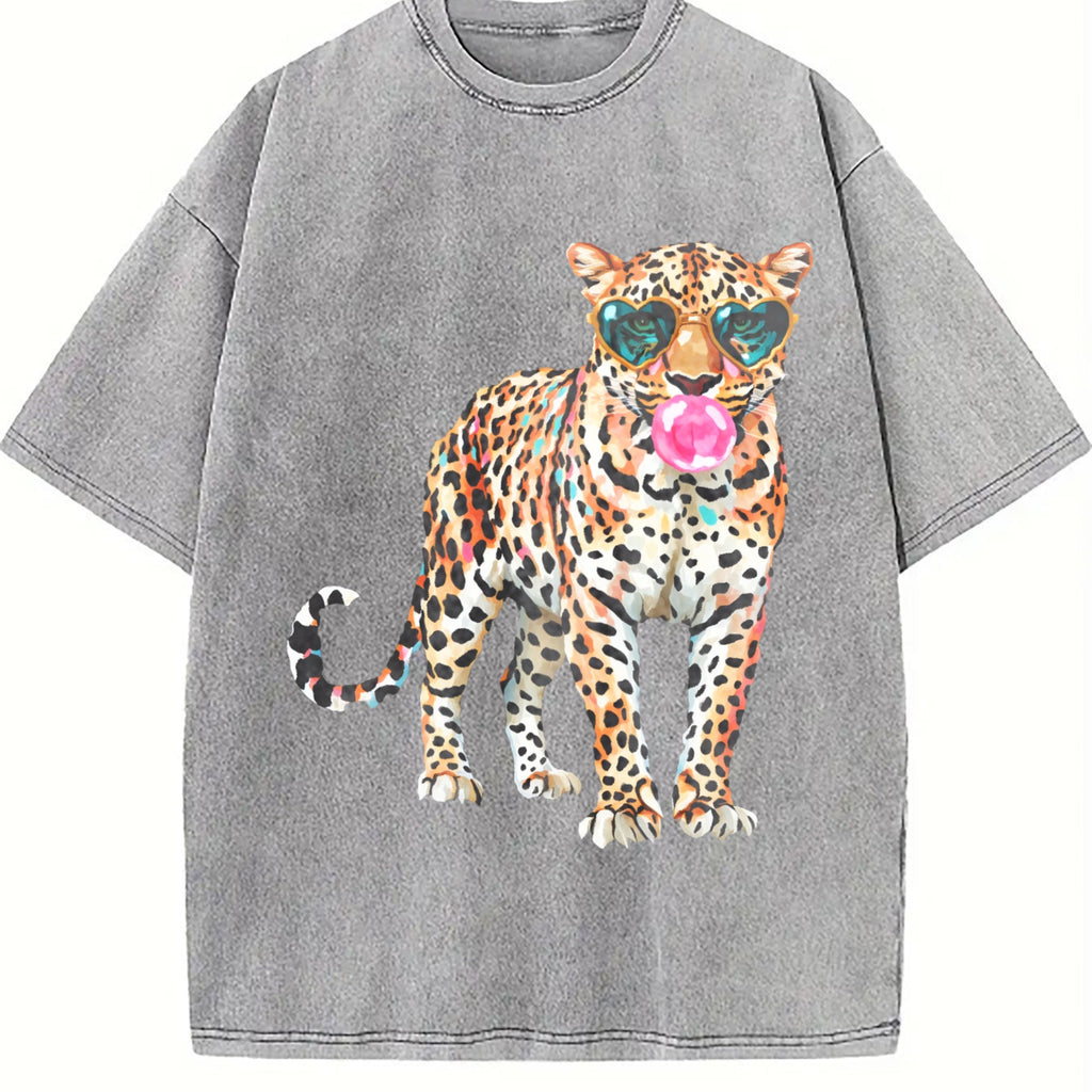 Leopard with Sunglasses and Bubblegum Vintage Washed T-Shirt product image 5
