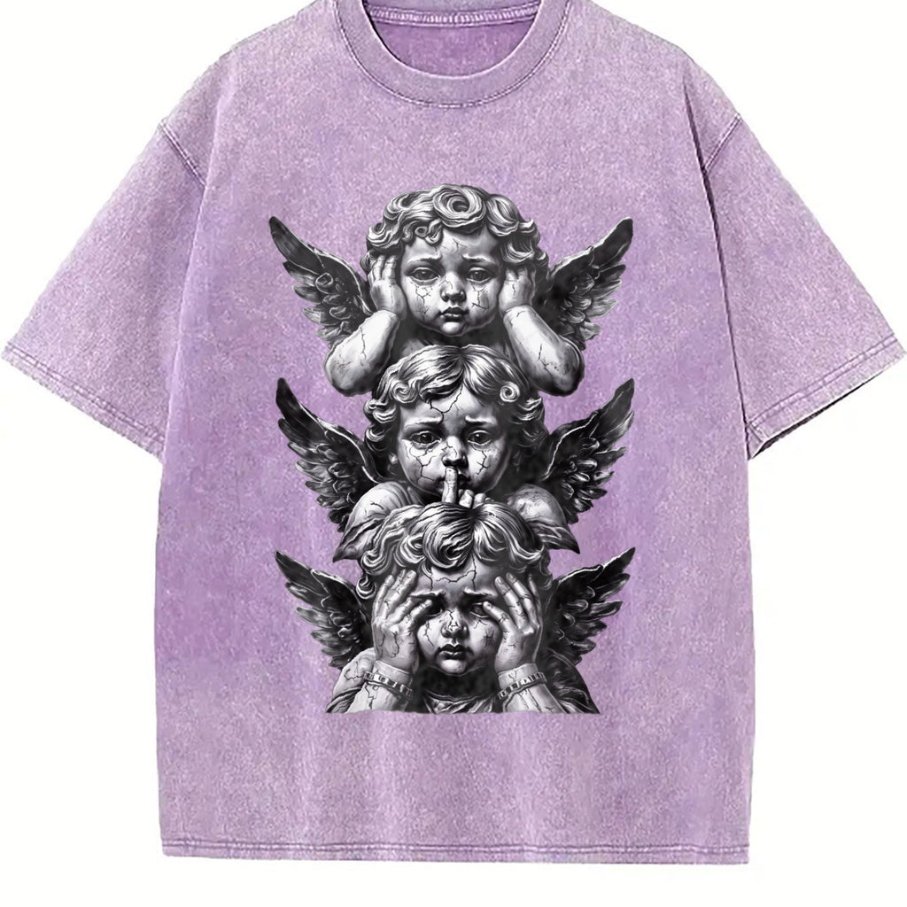 Gothic Three Wise Monkeys Angel Statue Vintage Washed product image 6