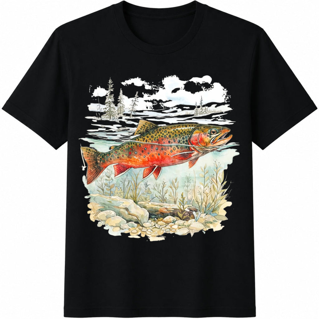 Trout Fist Landscape Cotton T-Shirt product image 1