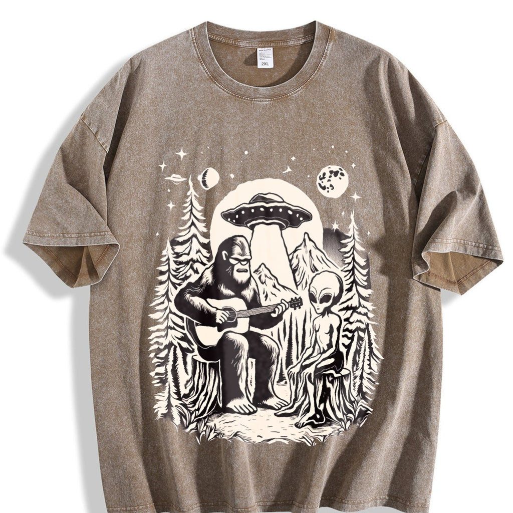 Bigfoot Playing Guitar With Alien And UFO 90s Vintage product image 3