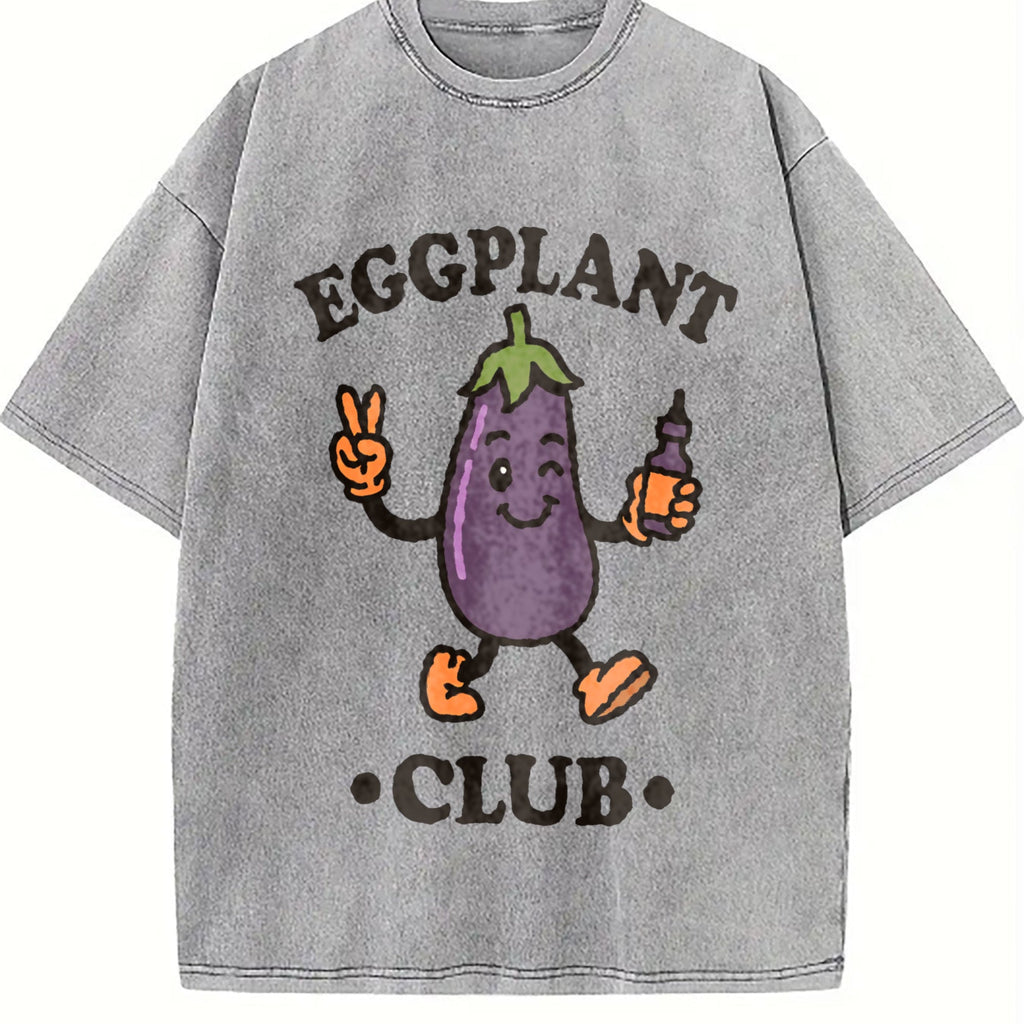 Eggplant Club Funny Veggie Lover Cartoon Vintage Washed product image 5