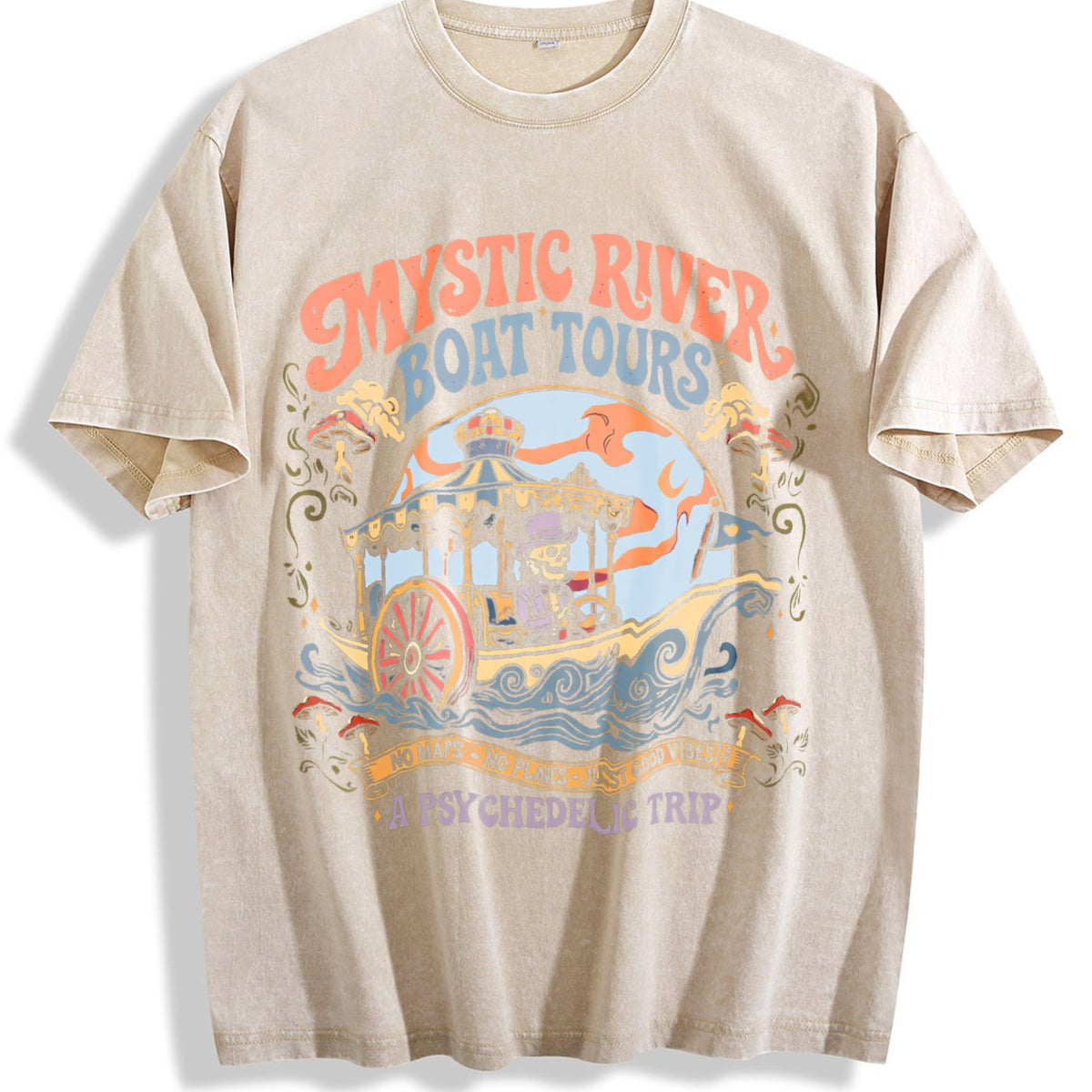 Mystic River Boat Tours Psychedelic Vintage Washed T-Shirt product image 1