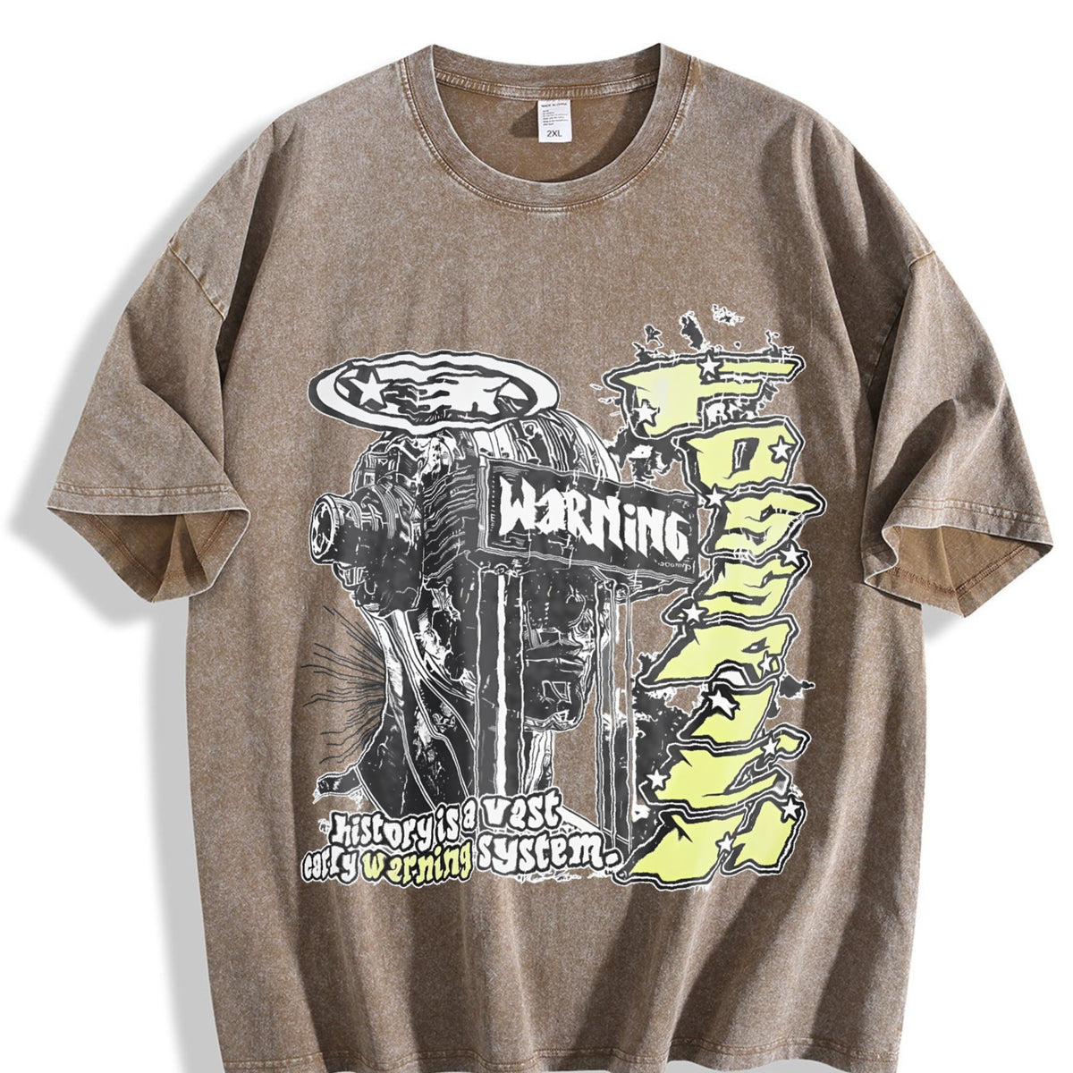 Warning Cybernetic Head Vintage Washed T-Shirt product image 3