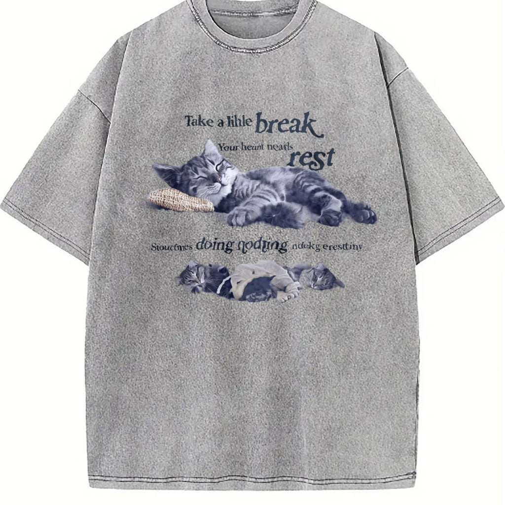 Y2K Relaxing Cat Vintage Washed T-Shirt product image 5