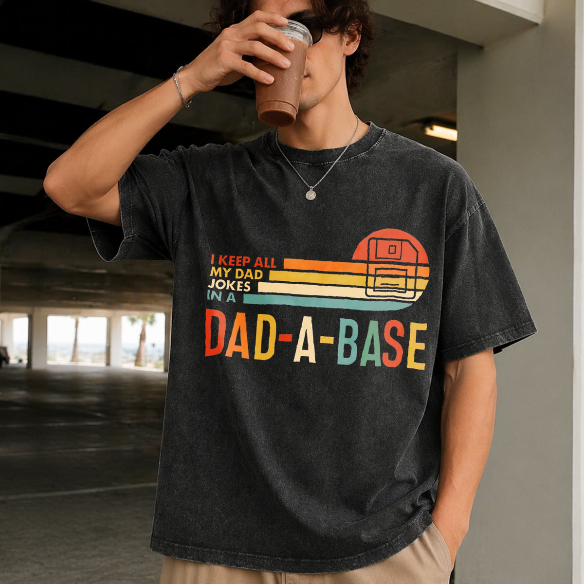 I Keep All My Dad Jokes In A Dad-a-base Vintage Washed product image 2