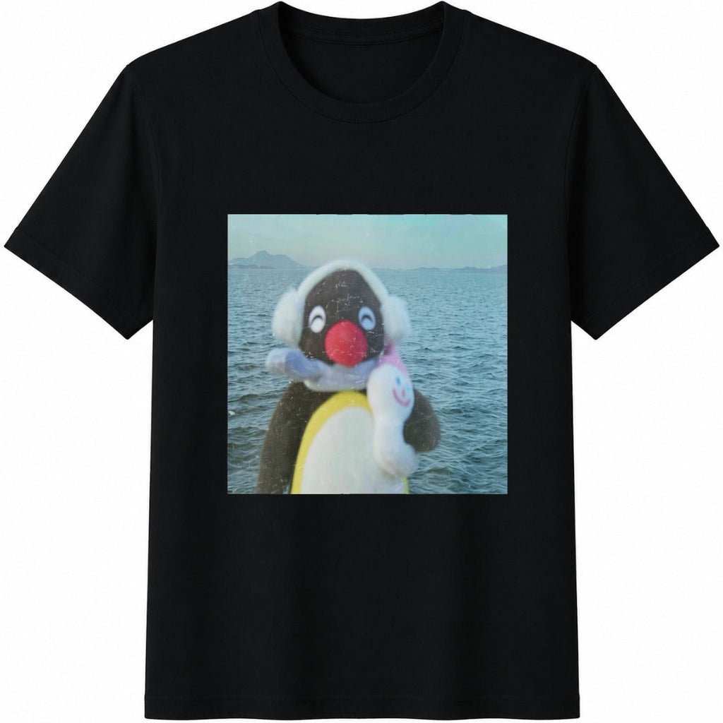 Cute Penguin by the Sea Cotton T-Shirt product image 1