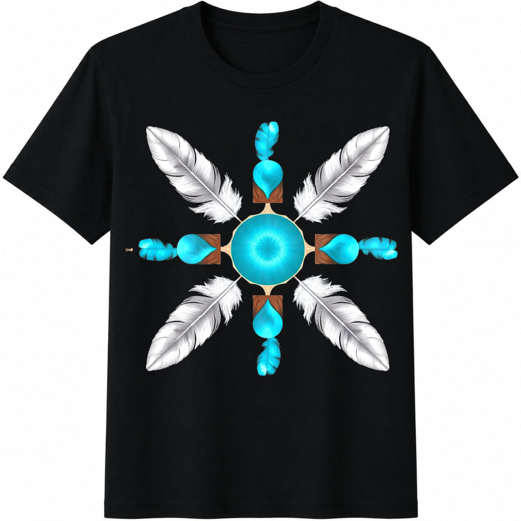 Ith Symmetrical Turquoise Circle Cotton T-Shirt product image 1