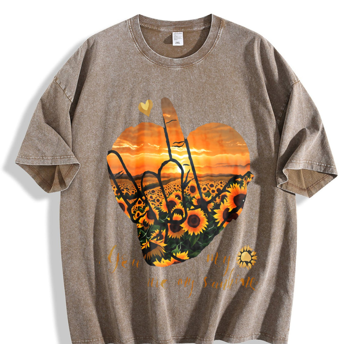Sunset Sunflower Heart Peace Sign Y2K Boxy Aesthetic product image 3