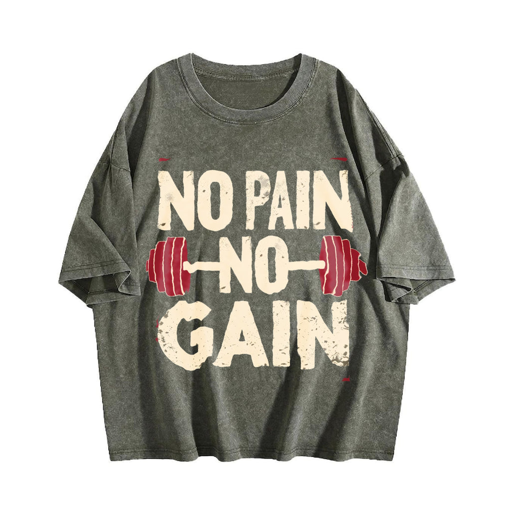 No Pain No Gain Motivational Vintage Washed T-Shirt product image 4