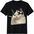 Funny Smoking Cat Cotton T-Shirt product image 1