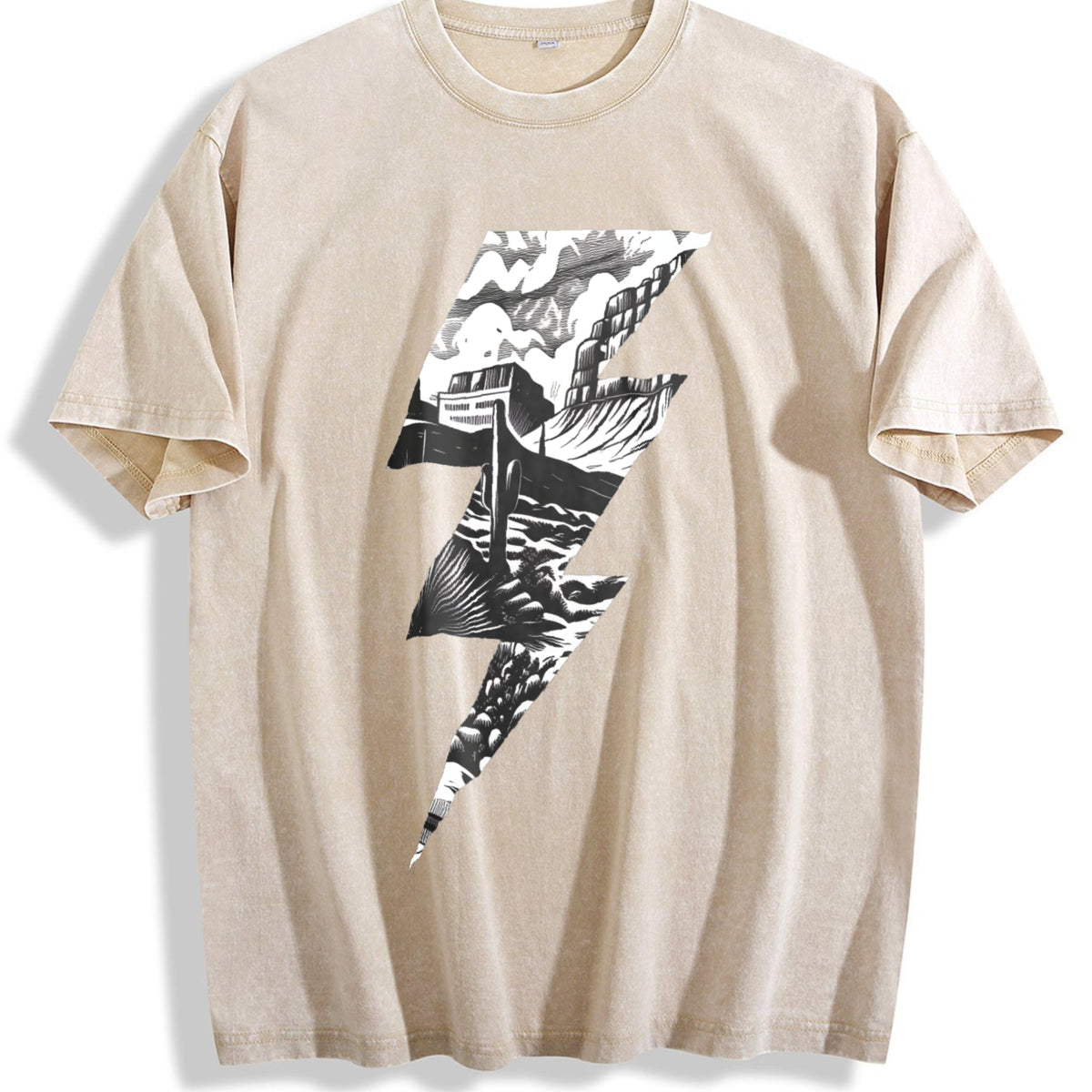 Lightning Bolt Desert Cactus 90s Vintage Washed T-Shirt product image 1