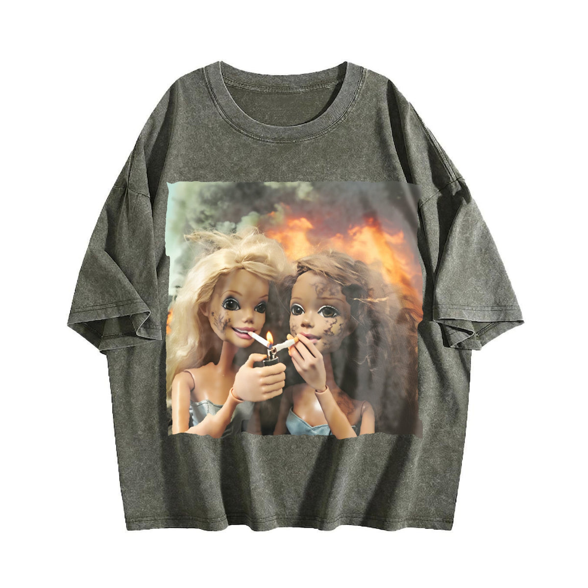 Doll Duo with Flames Vintage Washed T-Shirt product image 4