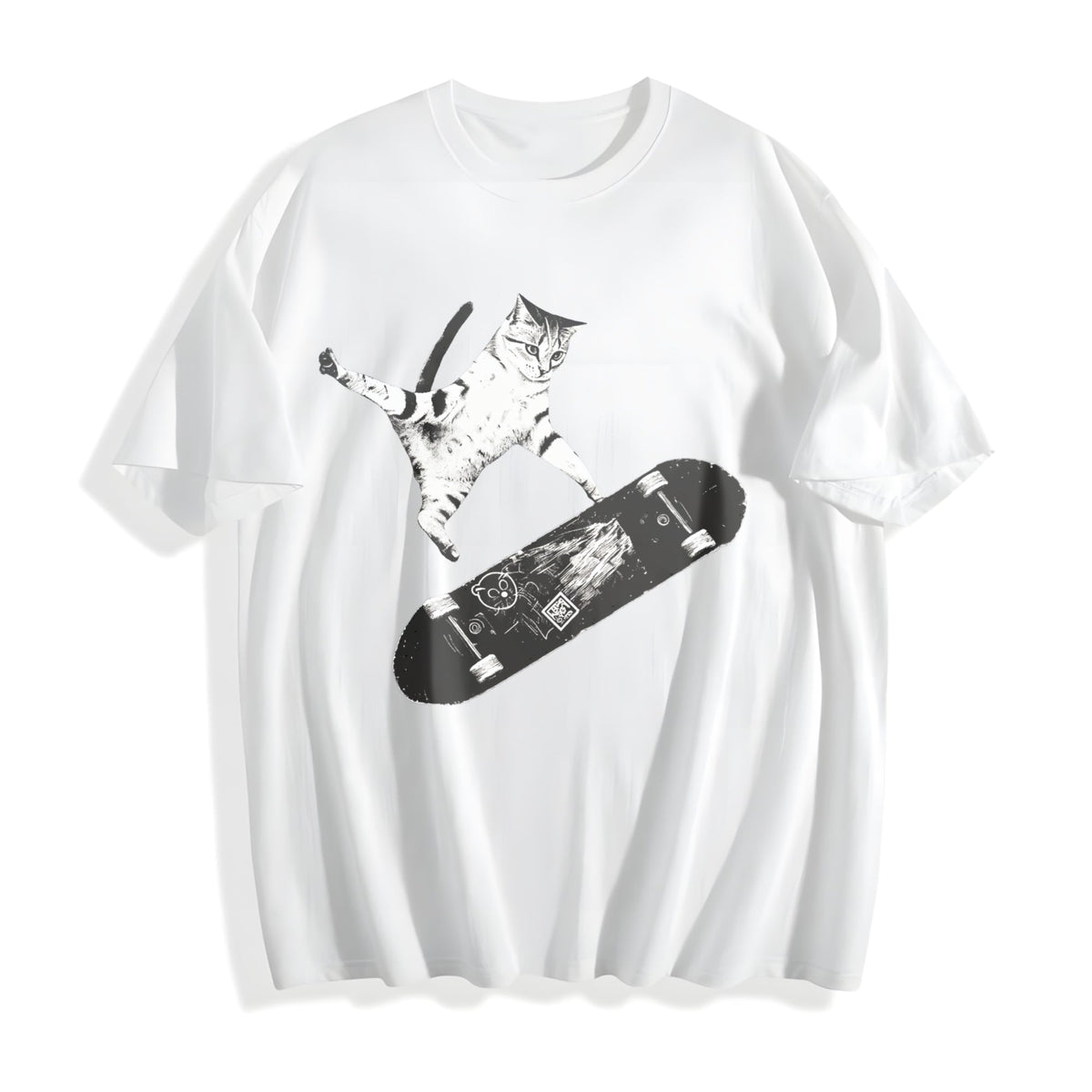Skateboarding Cat Cotton T-Shirt product image 2