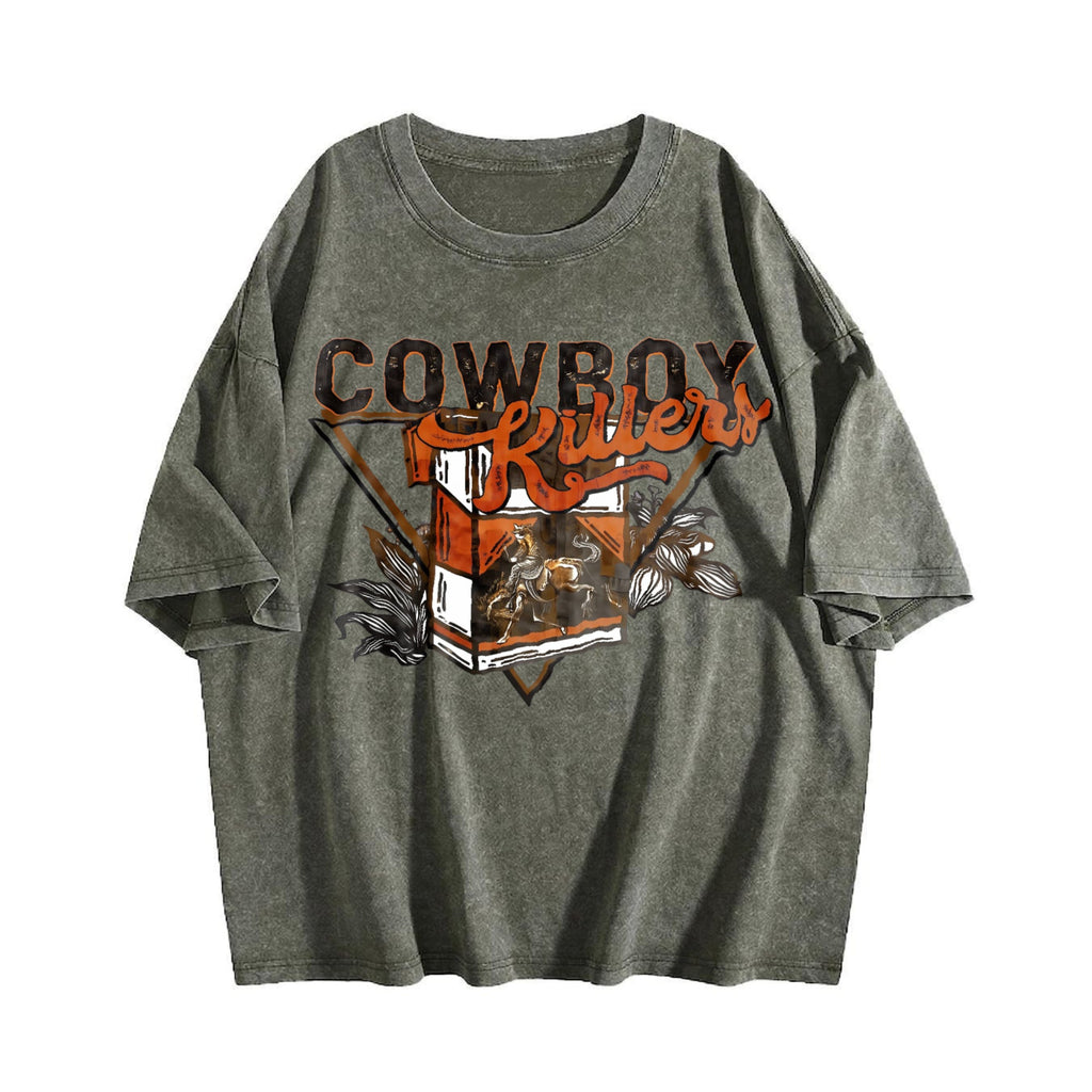 Front Back Western Cowboy Vintage Washed T-Shirt product image 4