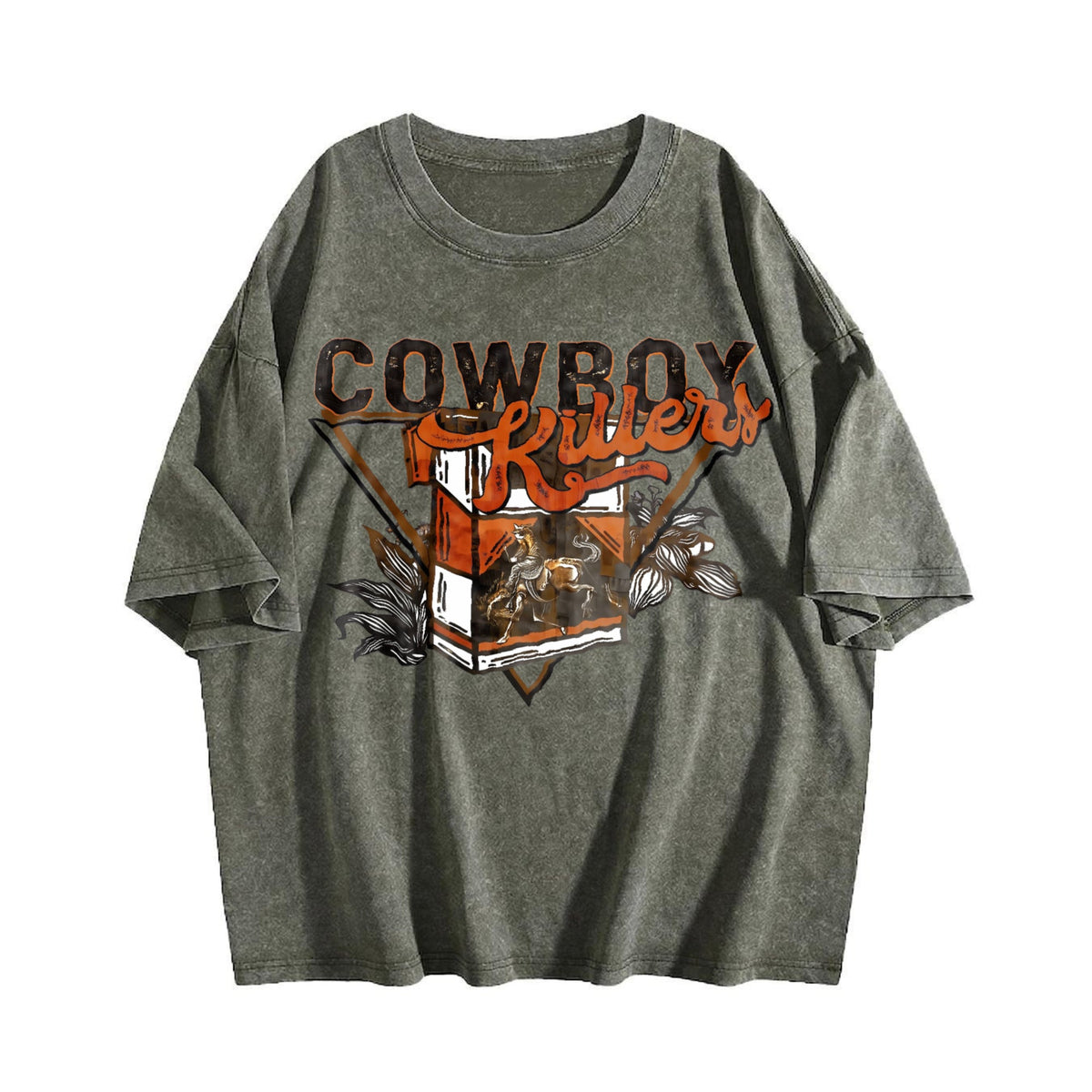 Front Back Western Cowboy Vintage Washed T-Shirt product image 4