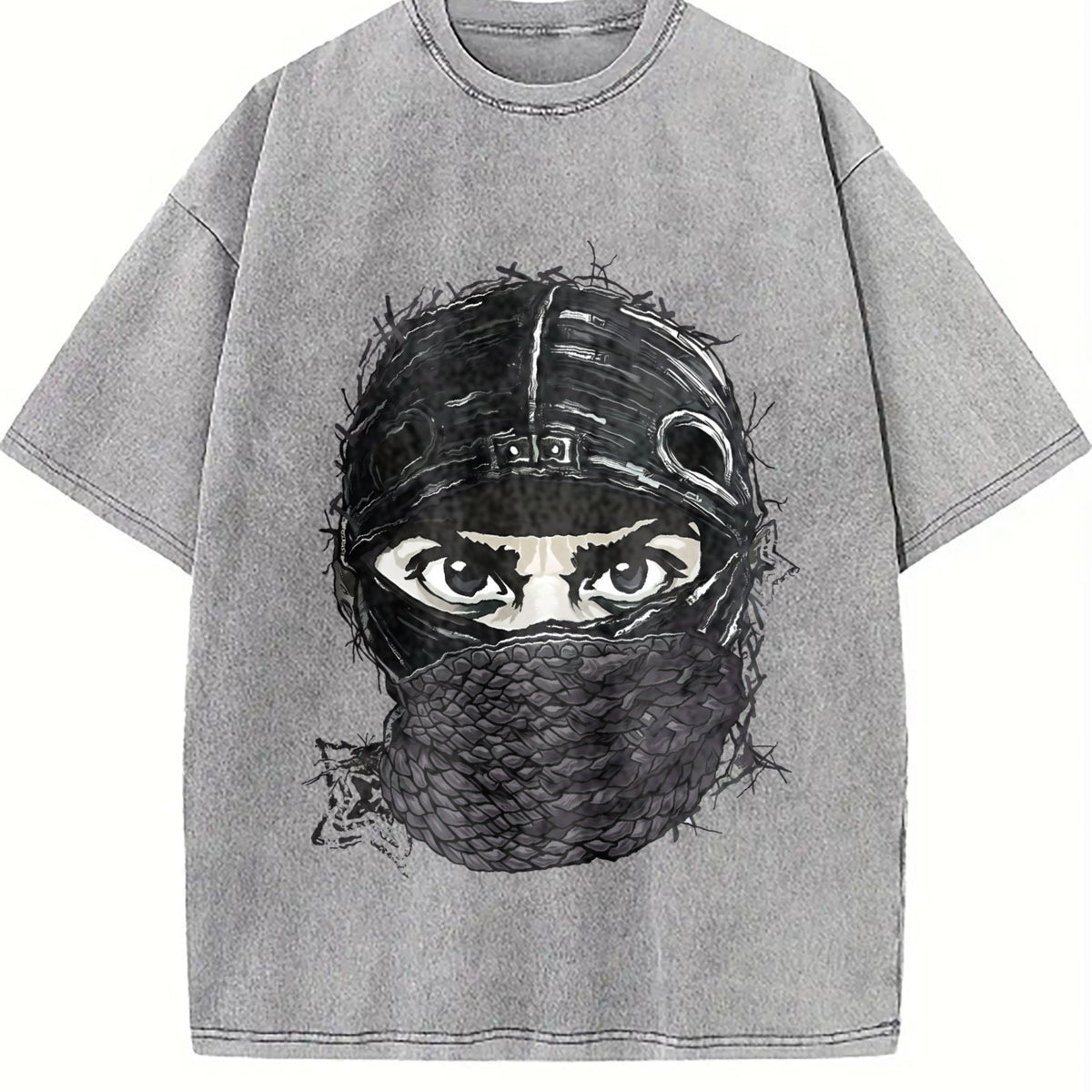 Masked Character N Letter Vintage Washed T-Shirt product image 5