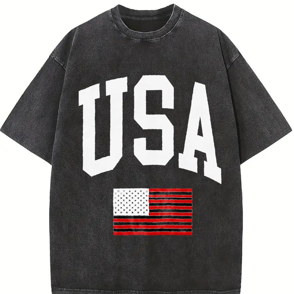 USA Flag - With Faded Aesthetic Vintage Washed T-Shirt product image 2