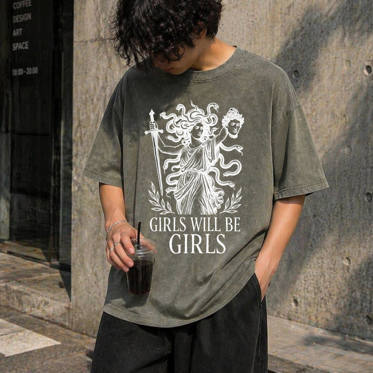 Medusa : Feminist Greek Mythology Vintage Washed T-Shirt product image 4