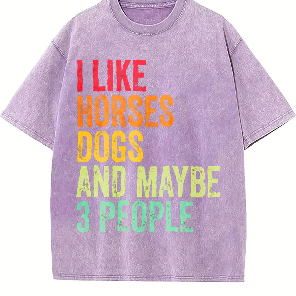 I Like Horses Dogs And Maybe 3 People Vintage Washed T-Shirt product image 6
