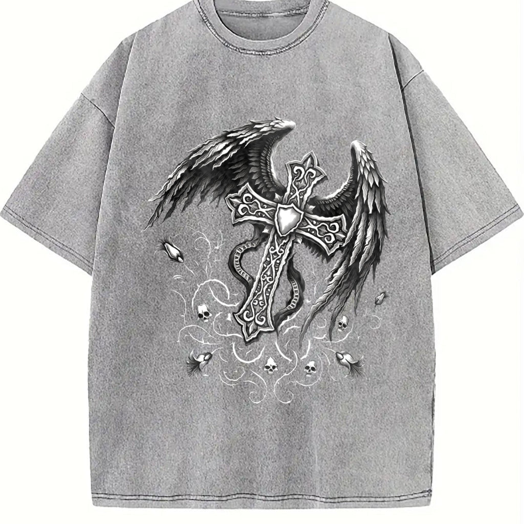 Gothic Cross Wings 100 Boxy Y2K Aesthetic Summer Vibes product image 5