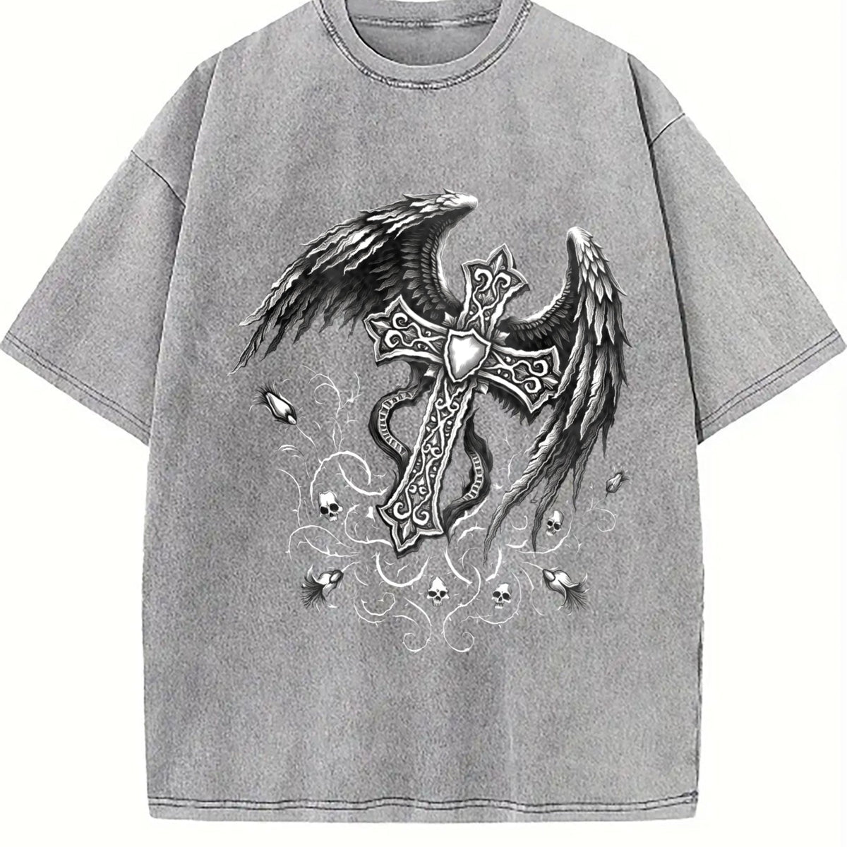 Gothic Cross Wings 100 Boxy Y2K Aesthetic Summer Vibes product image 5
