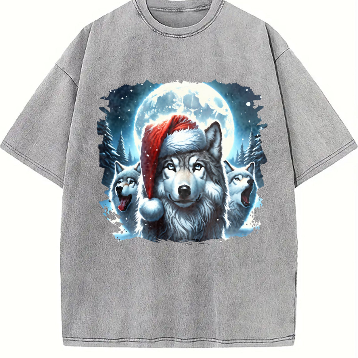 Christmas Wolf Funny Teenager Vintage Washed T-Shirt product image 5