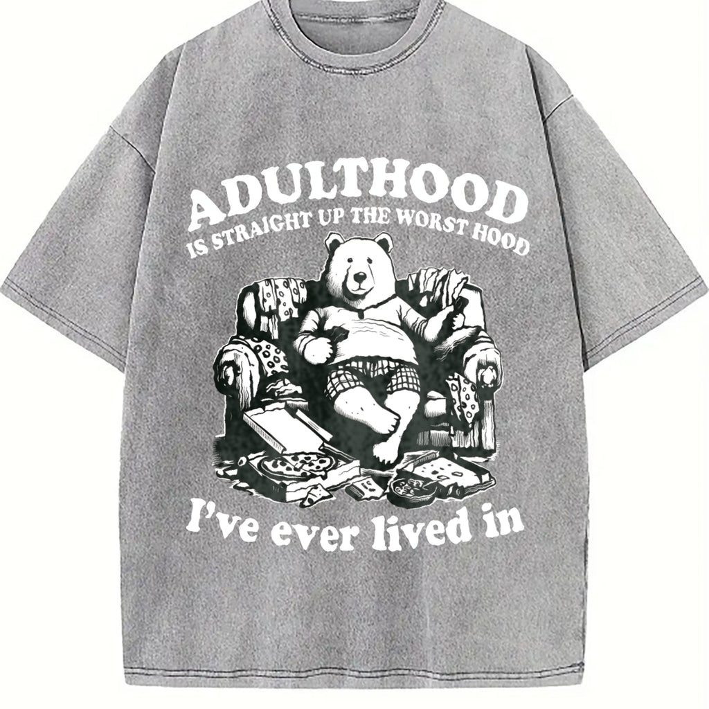 Funny Bear Adulthood 90s Vintage Washed T-Shirt product image 5
