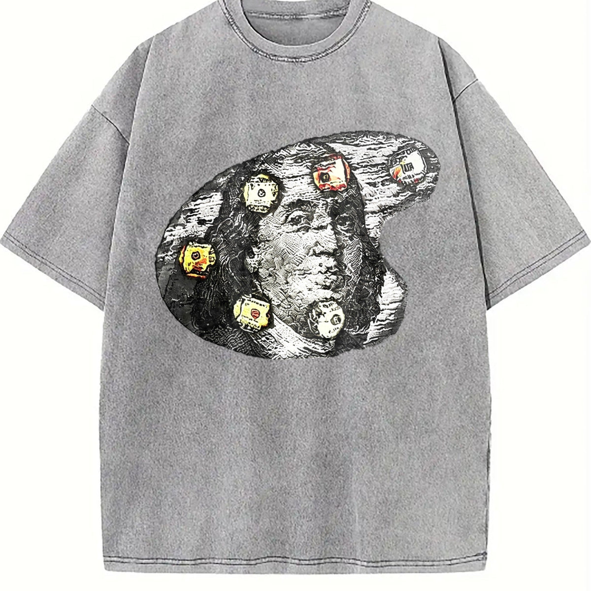 Benjamin Franklin Money High Neck Vintage Washed T-Shirt product image 5