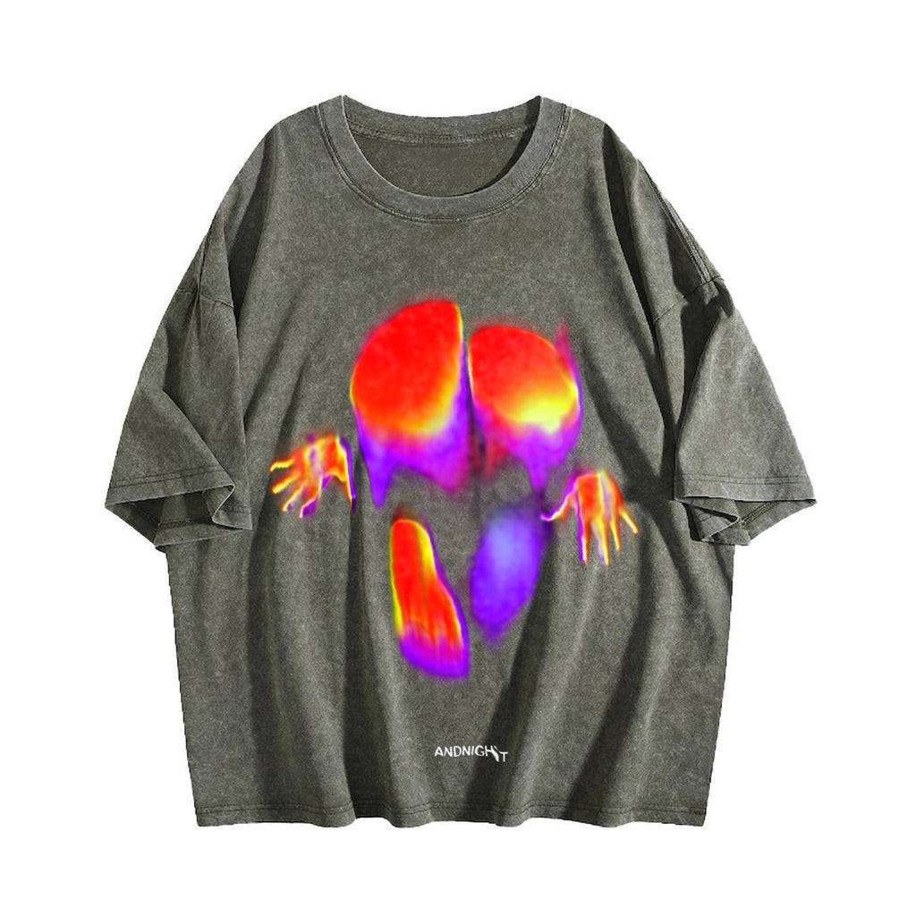Midnight Thermal Face Art Vintage Washed T-Shirt product image 4