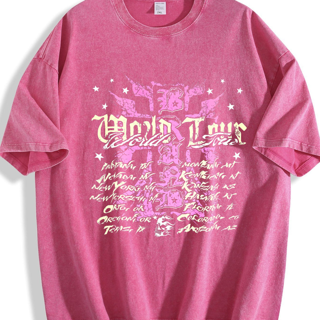 Easelby World Tour Black Grunge Vintage Washed T-Shirt product image 7