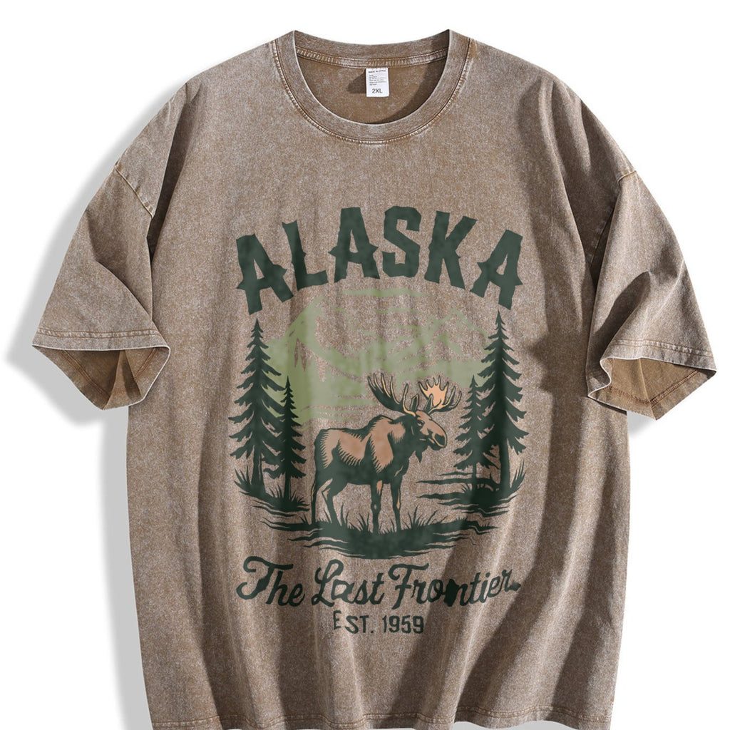Alaska The Last Frontier Moose 90s Vintage Washed T-Shirt product image 3