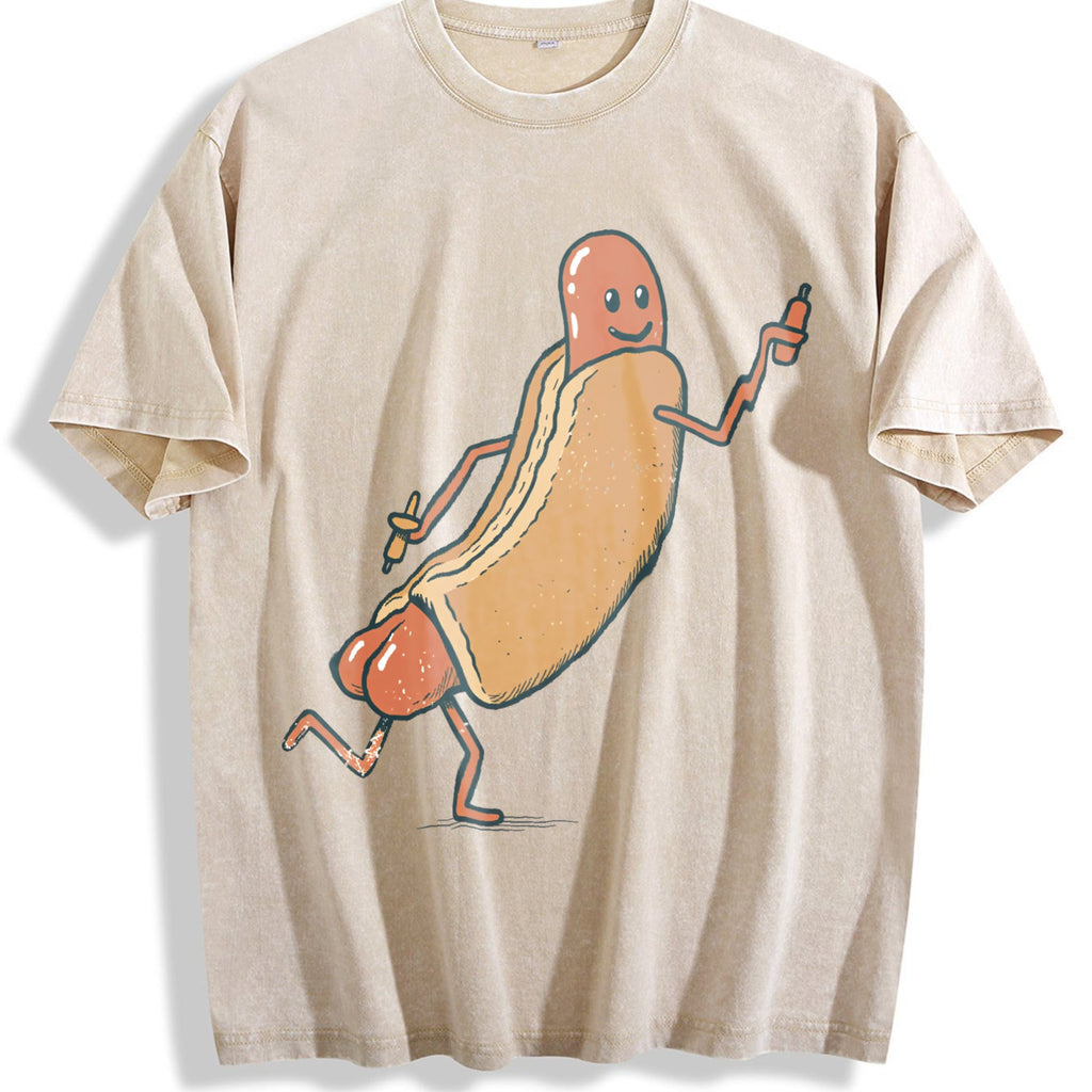 Funny Hotdog : Cute Vintage Washed T-Shirt product image 1