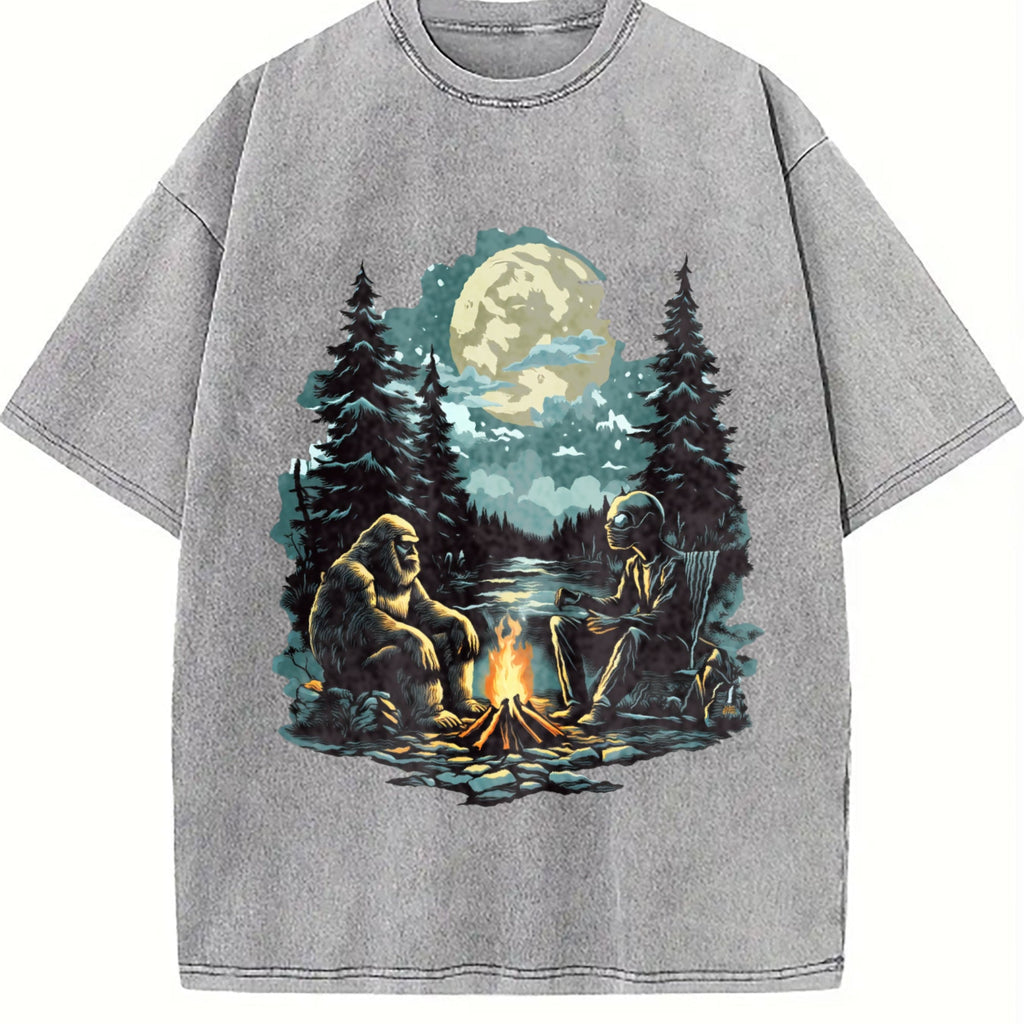 Bigfoot And Alien 90s Vintage Washed T-Shirt product image 5
