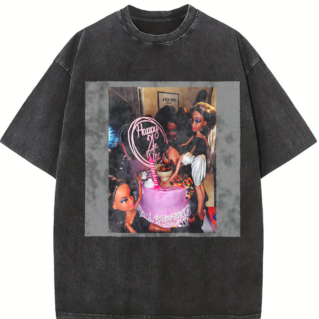 Doll Birthday Party Vintage Washed T-Shirt product image 2