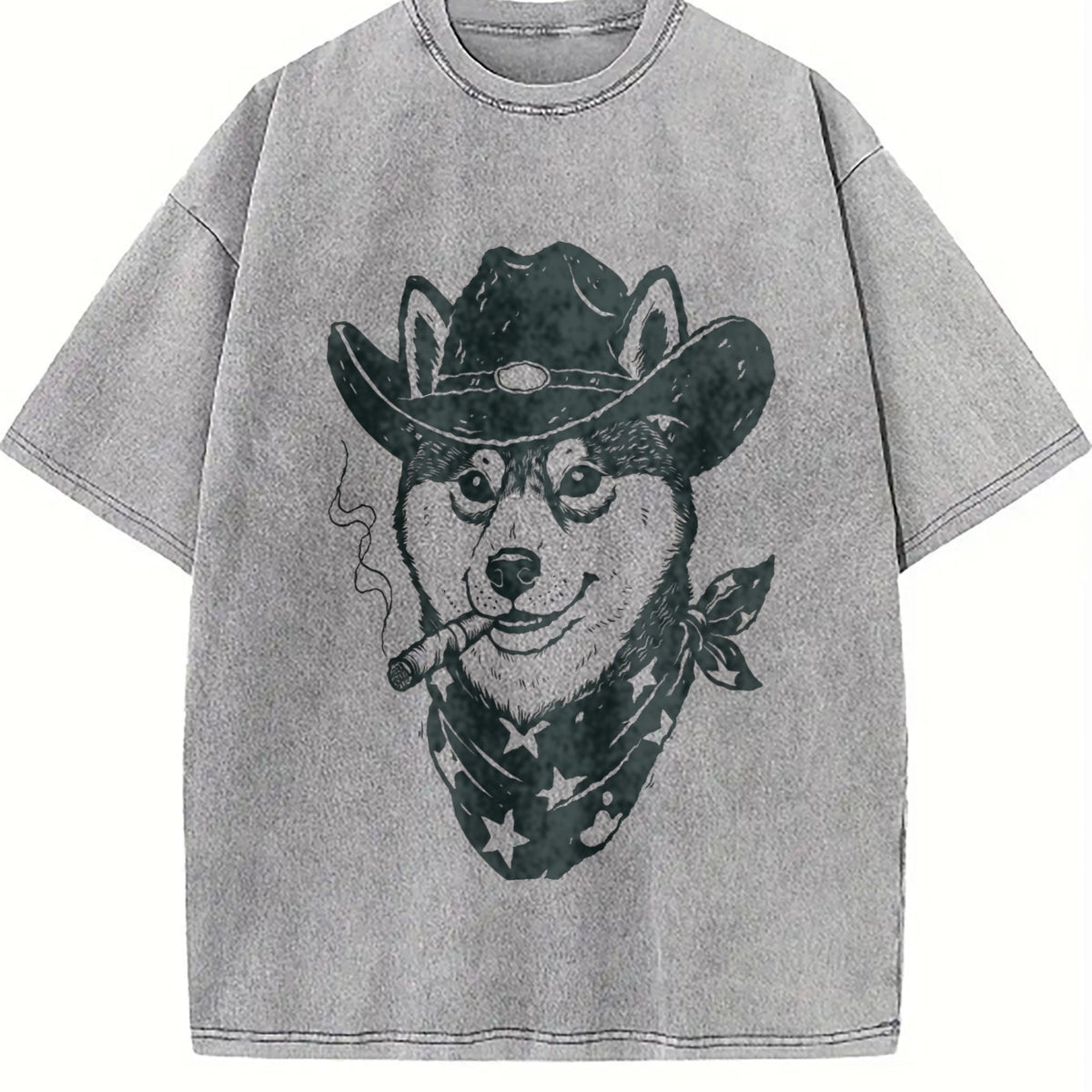 Smoking Cowboy Shiba Inu Vintage Washed T-Shirt product image 5