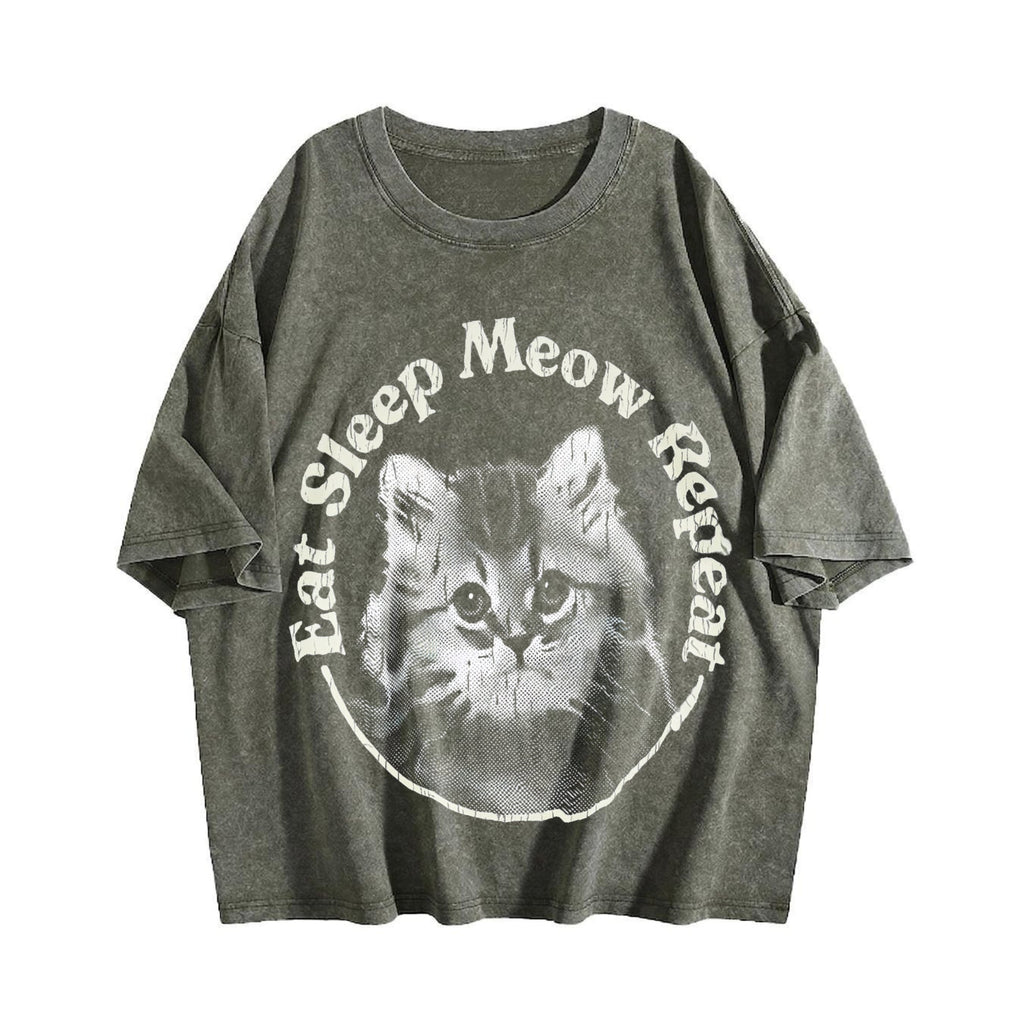 Eat Sleep Meow Repeat Funny Cute Kitten Lovers Vintage product image 4