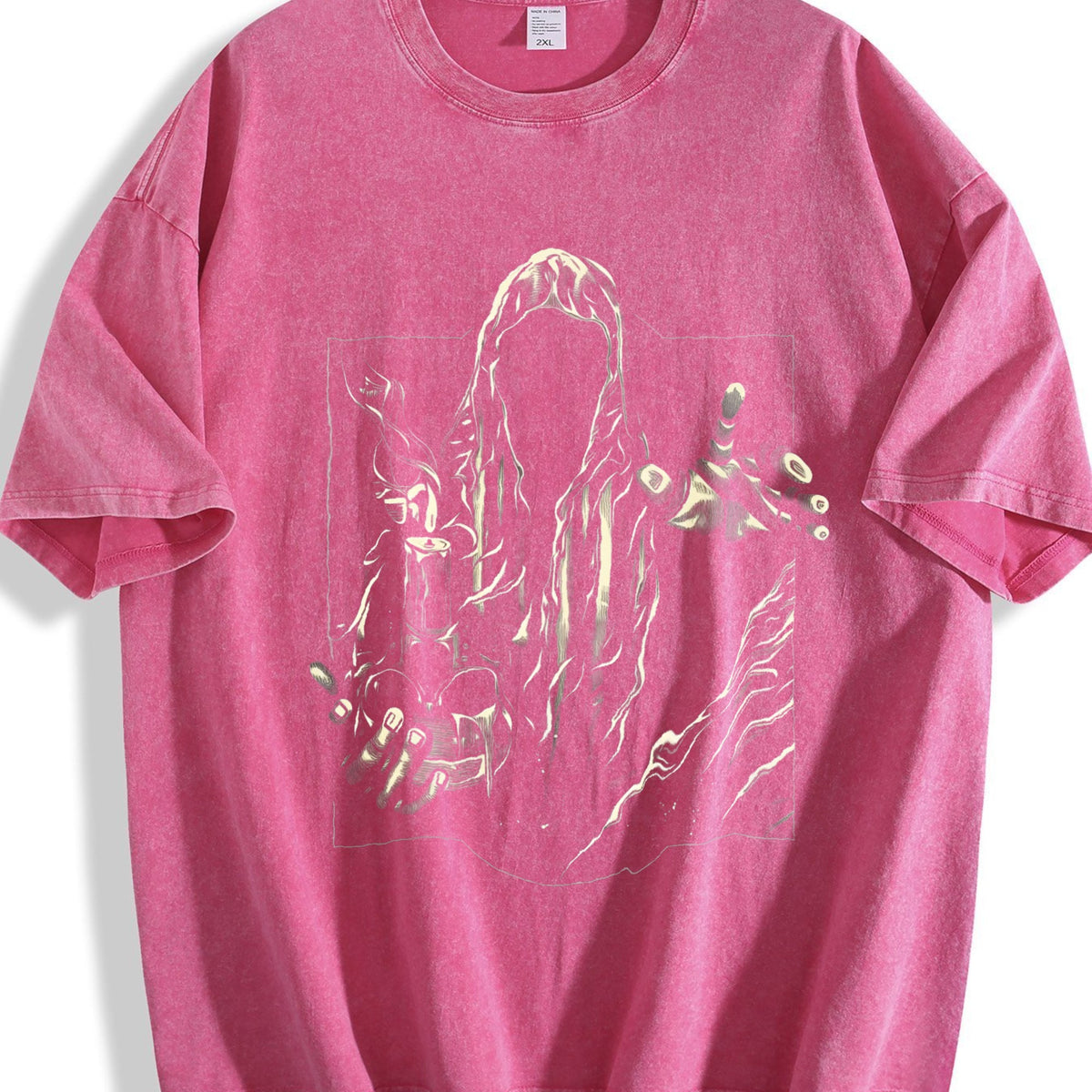 Faceless Reaper Skull Candle Art Vintage Washed T-Shirt product image 7