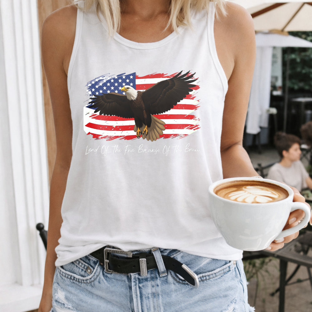 Land Of The Free Because Of The Brave Patriotic Eagle Women's Tank Top