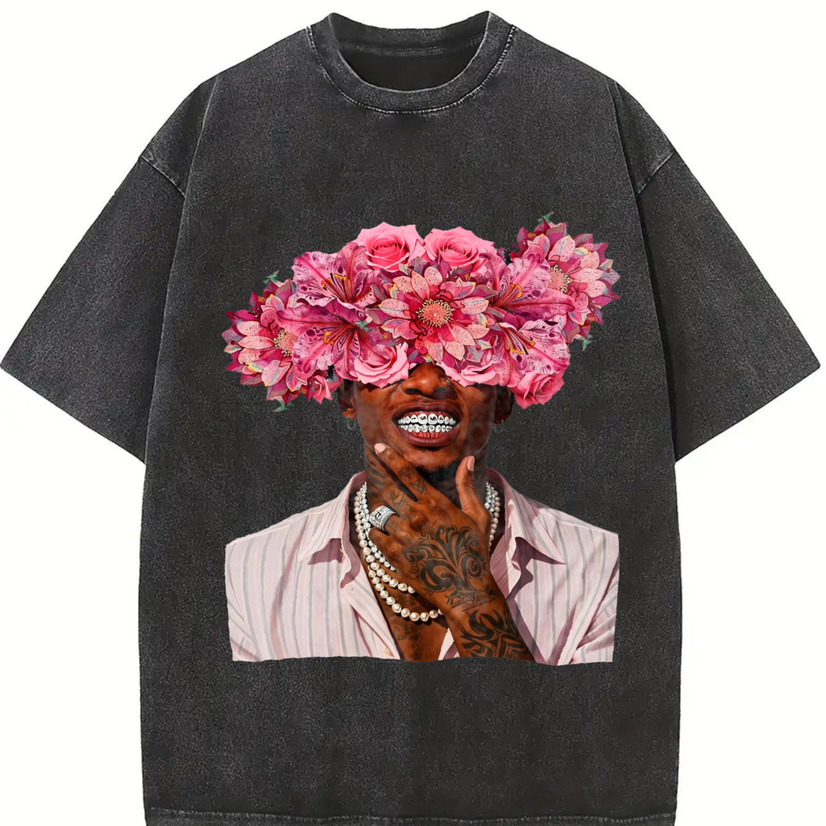 Floral Head Portrait Vintage Washed T-Shirt product image 2