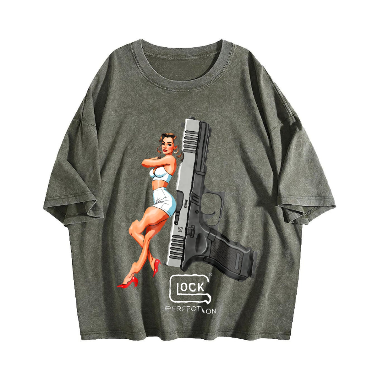 Glock Perfection Pin-up Girl Vintage Washed T-Shirt product image 4