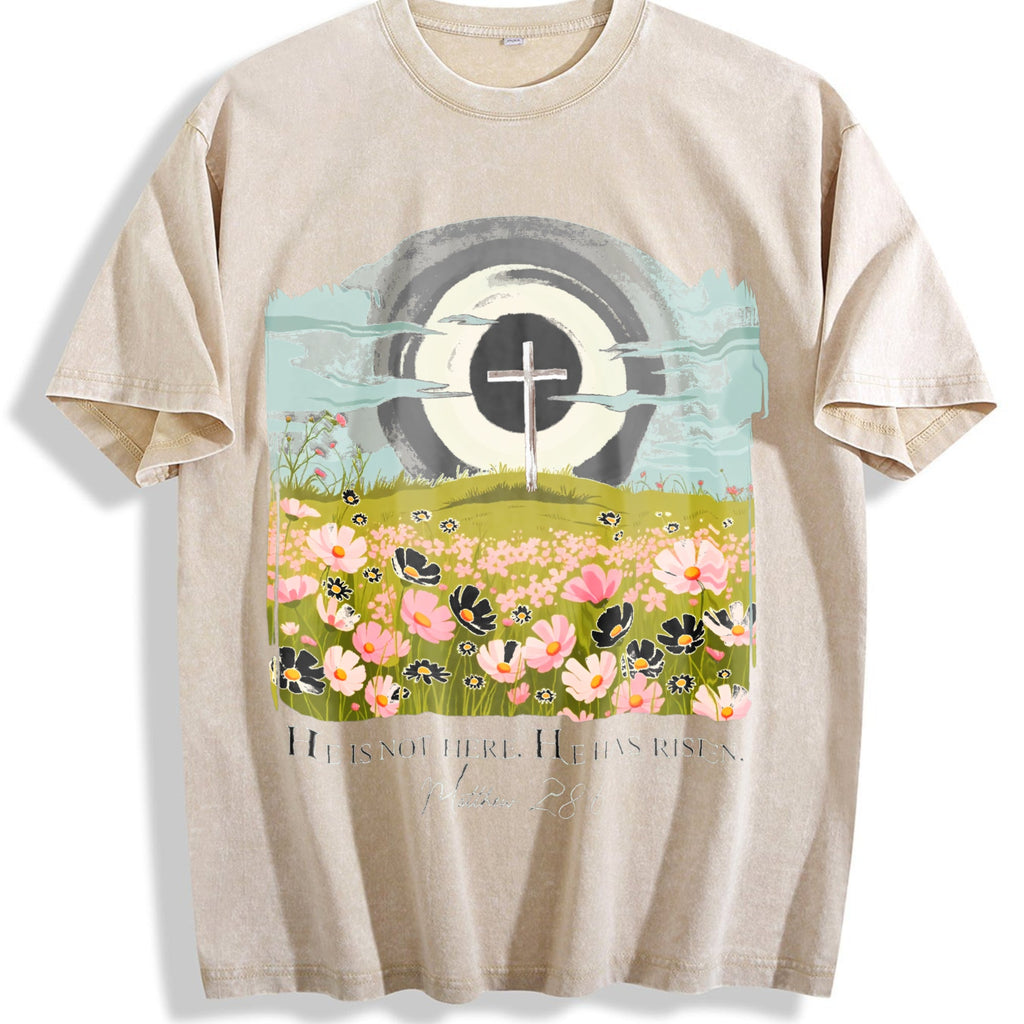 Christian Easter He Is Risen Vintage Washed T-Shirt product image 1