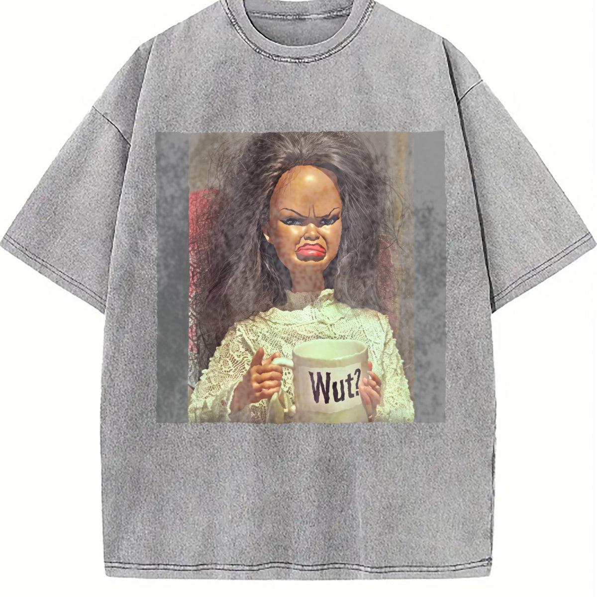 Grumpy Doll with Wut Mug Vintage Washed T-Shirt
