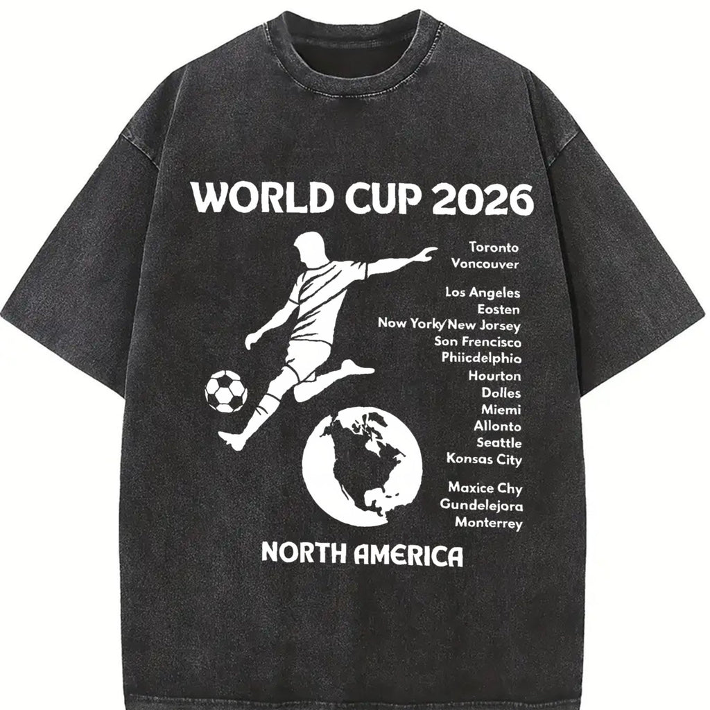 World Cup 2026 North America Host Cities Silhouette Vintage Washed T-Shirt