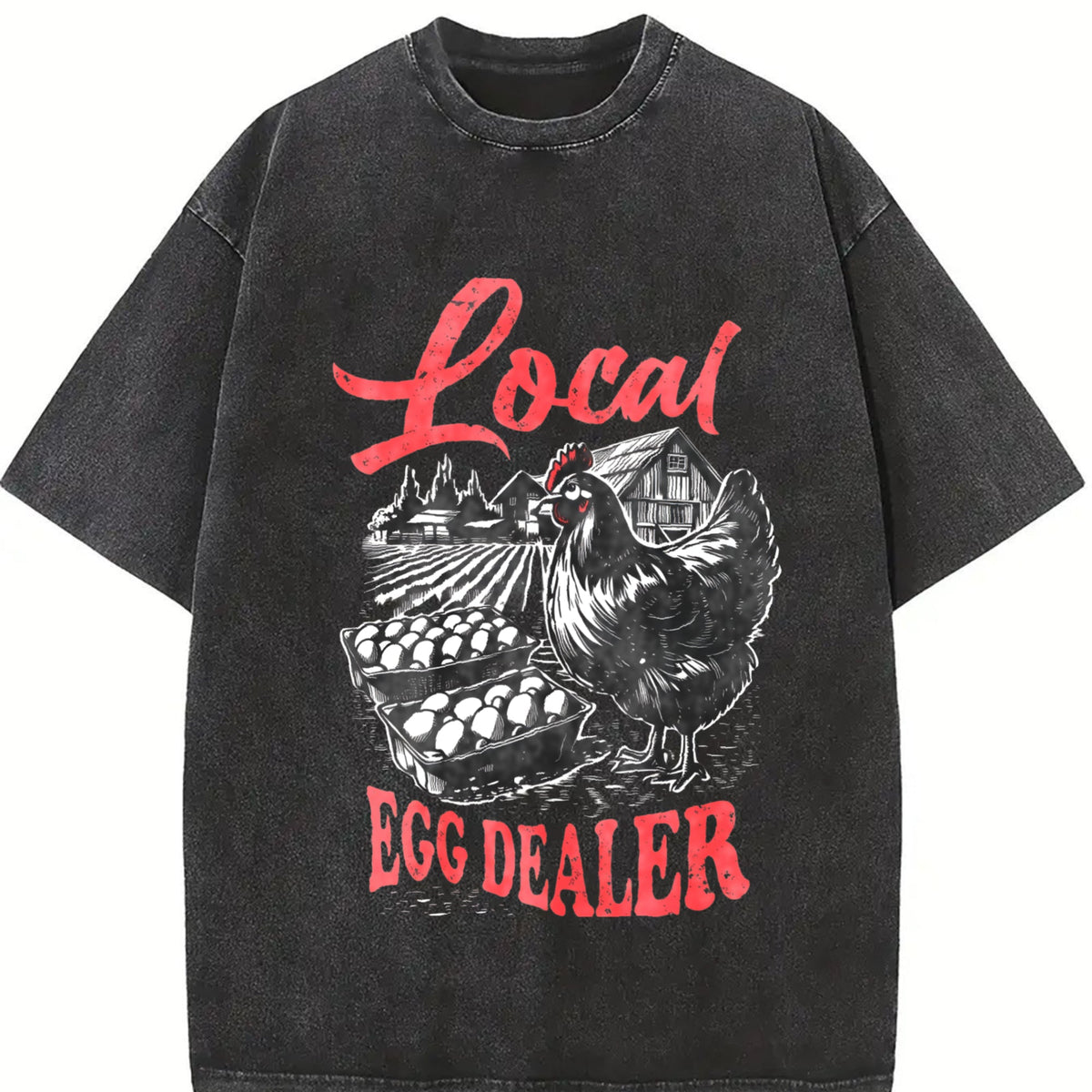 Local Egg Dealer Funny Chicken 90s Vintage Washed T-Shirt product image 2