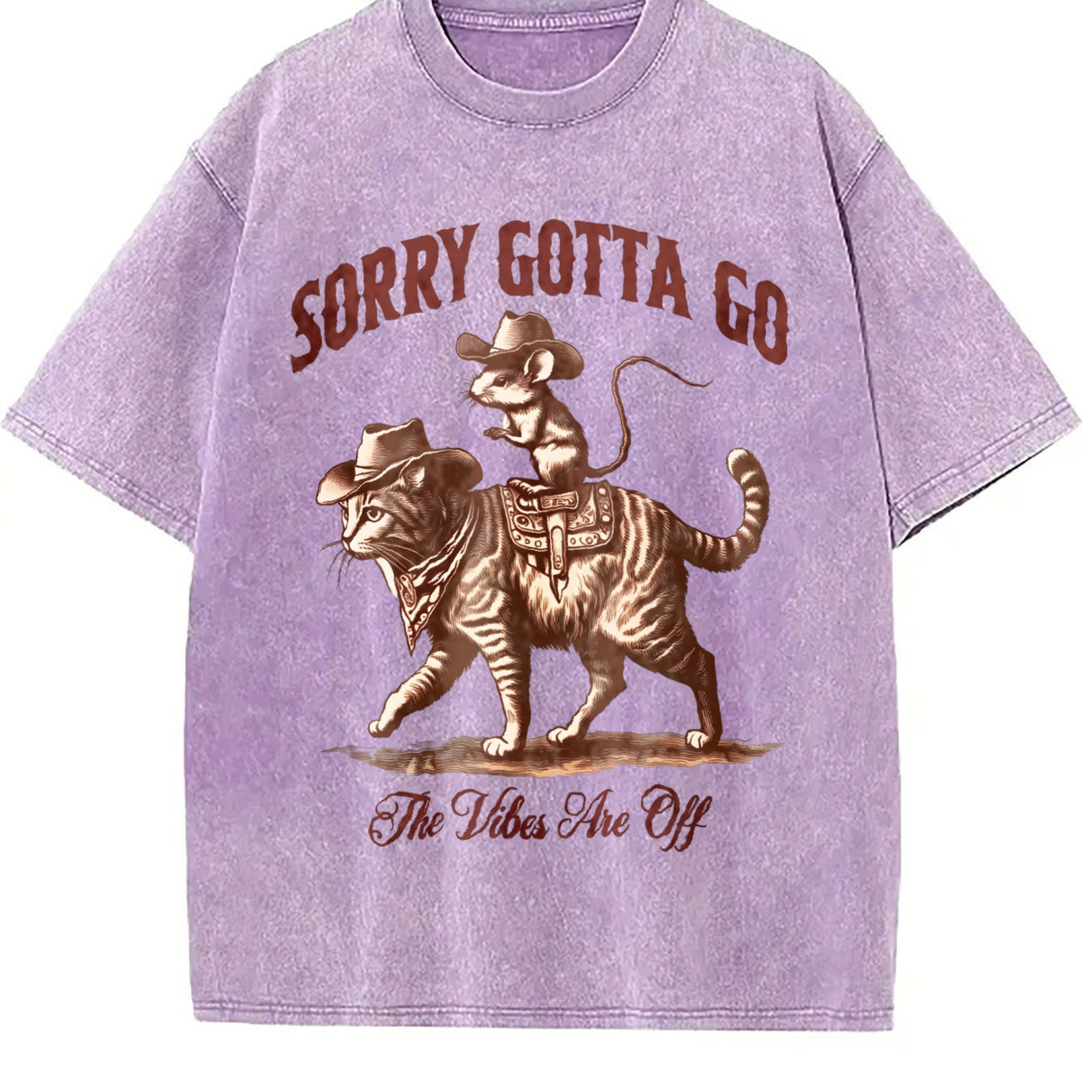 Funny Mouse Riding Cat The Vibes Are Off 90s Vintage Washed product image 6