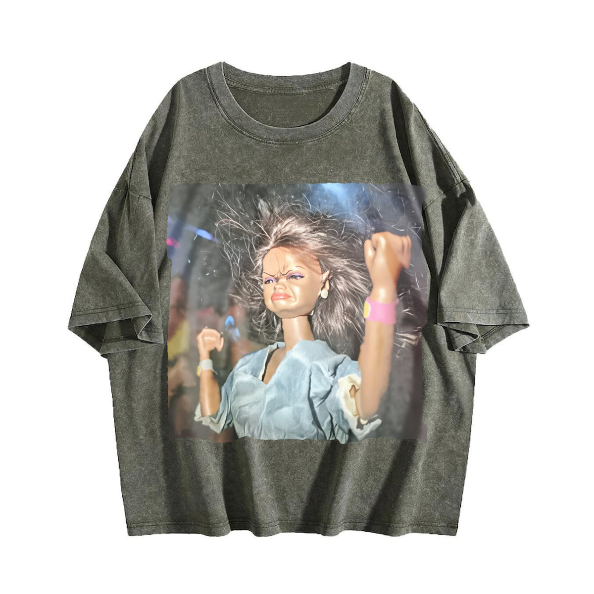Angry Doll Raising a Fist Vintage Washed T-Shirt product image 4