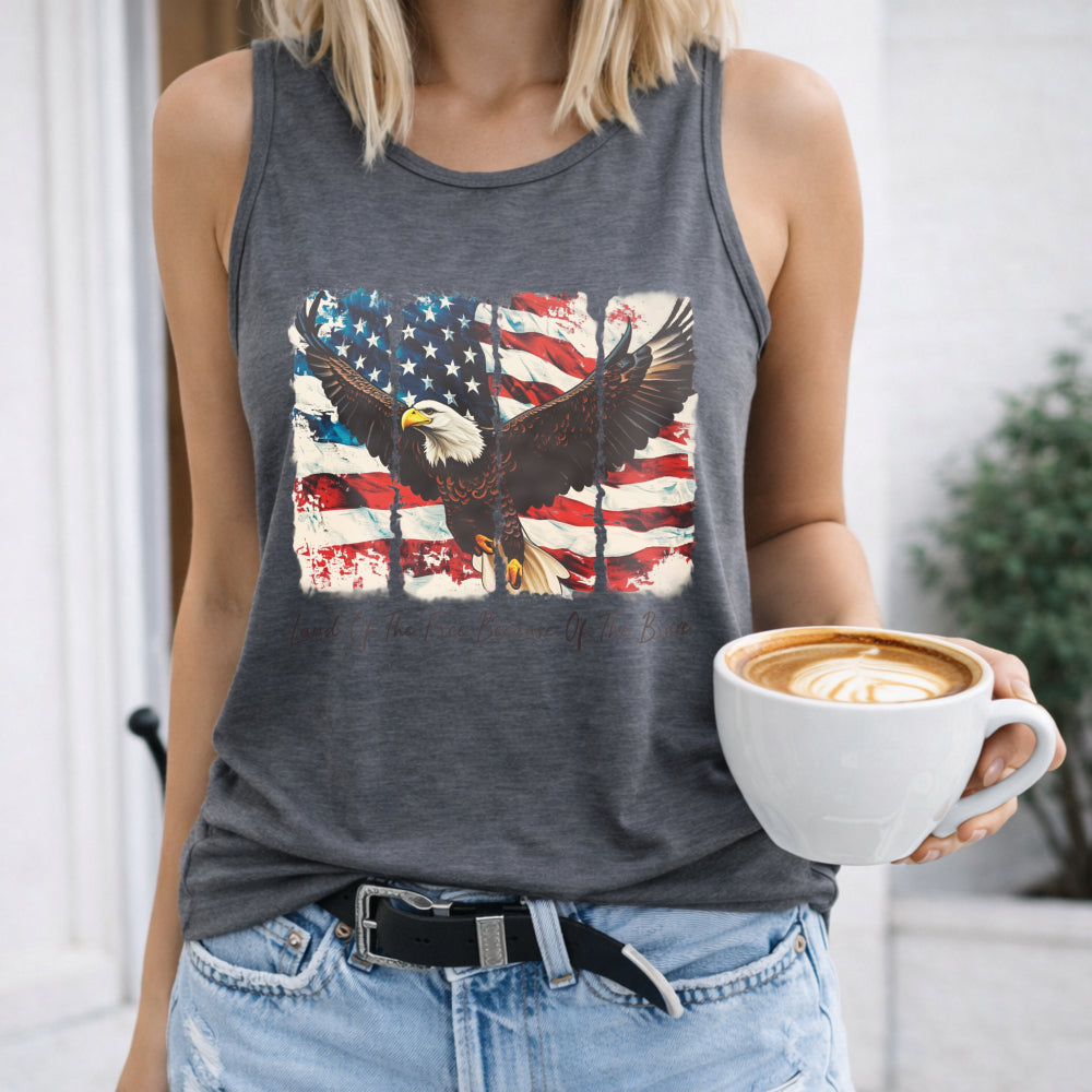 Land Of The Free Because Of The Brave Fourth Of July Women's Tank Top