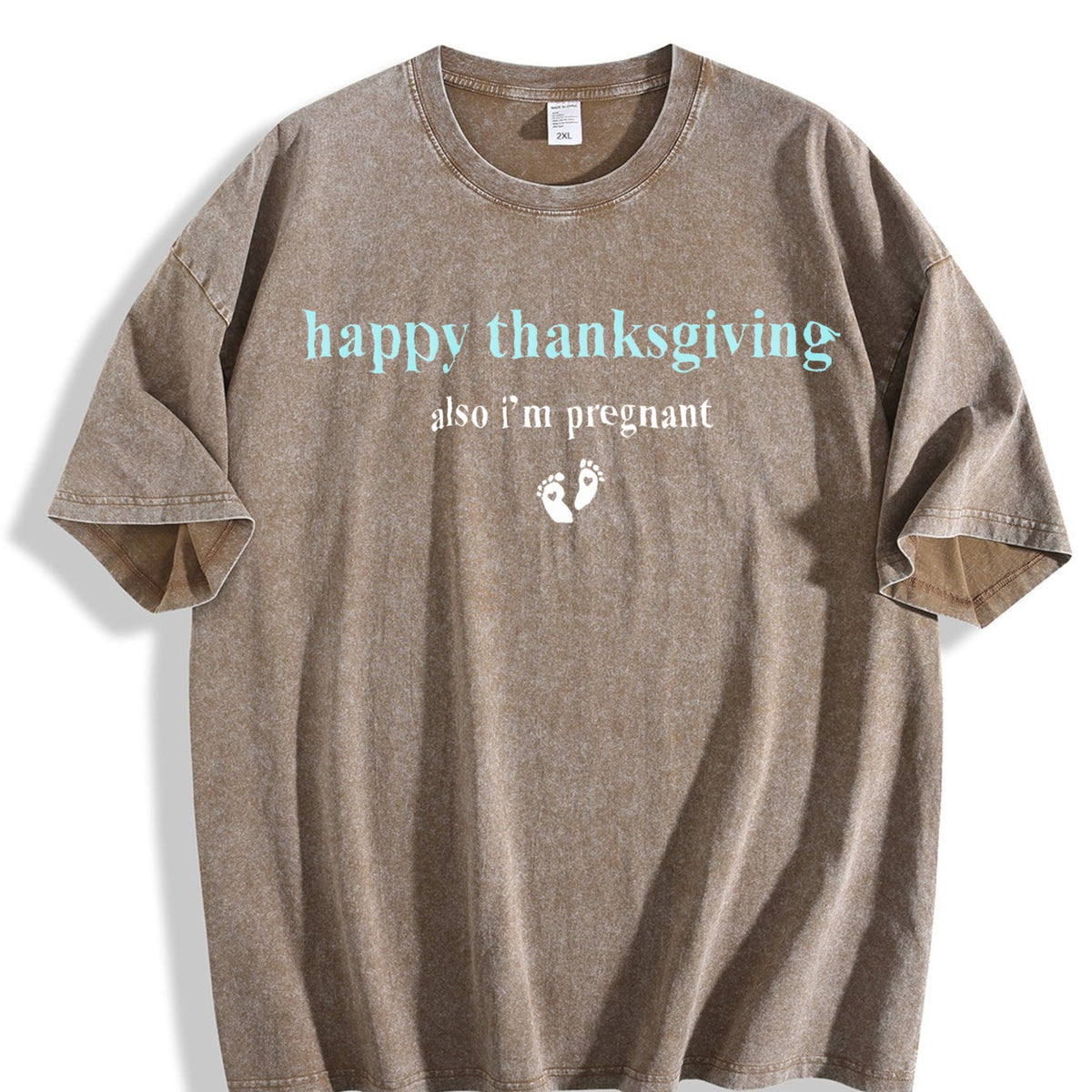 Thanksgiving Pregnancy Reveal Vintage Washed T-Shirt product image 3
